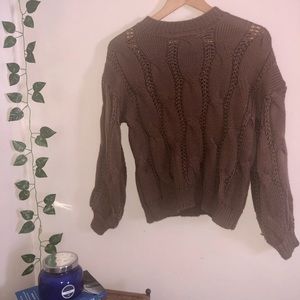 SHEIN brown cable knit sweater